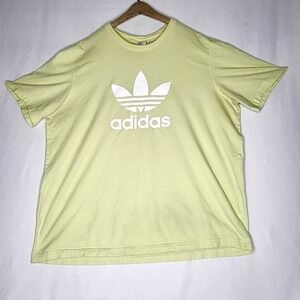 Adidas Shirt Mens Small Yellow Trefoil Logo Originals Cotton Graphic Tee